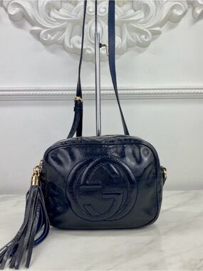 Gucci Black Soho Patent Leather Tassel Crossbody Bag